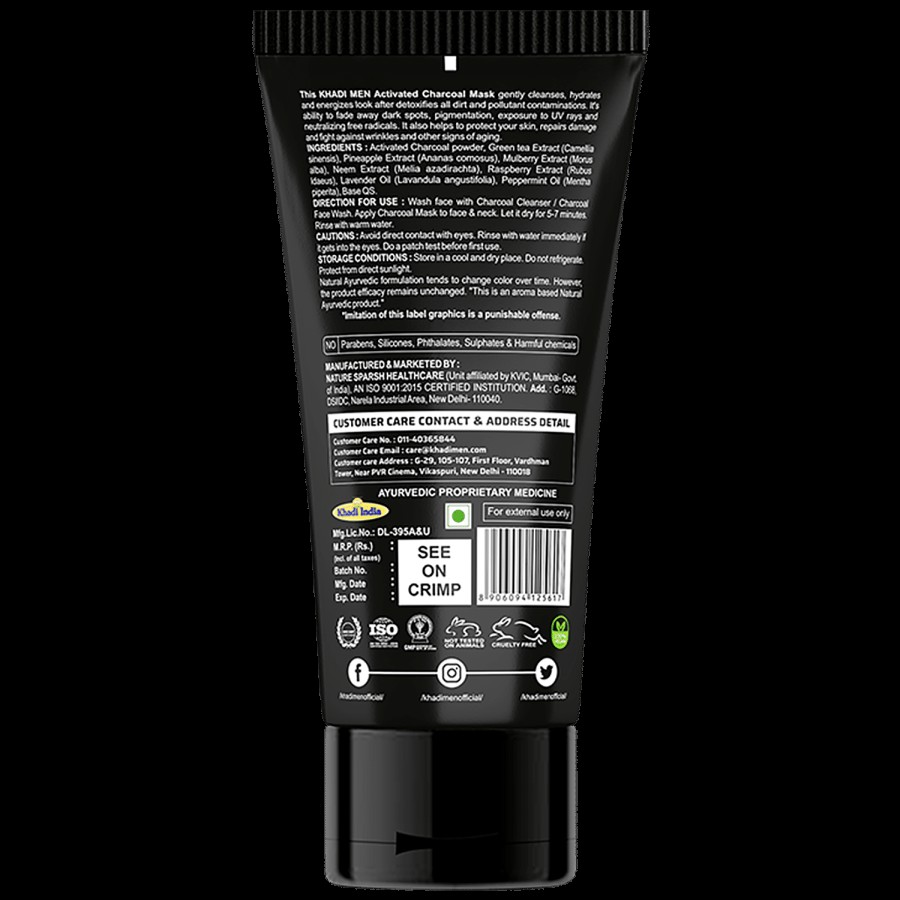 Khadi Men Activated Charcoal Mask - Removes Dirt