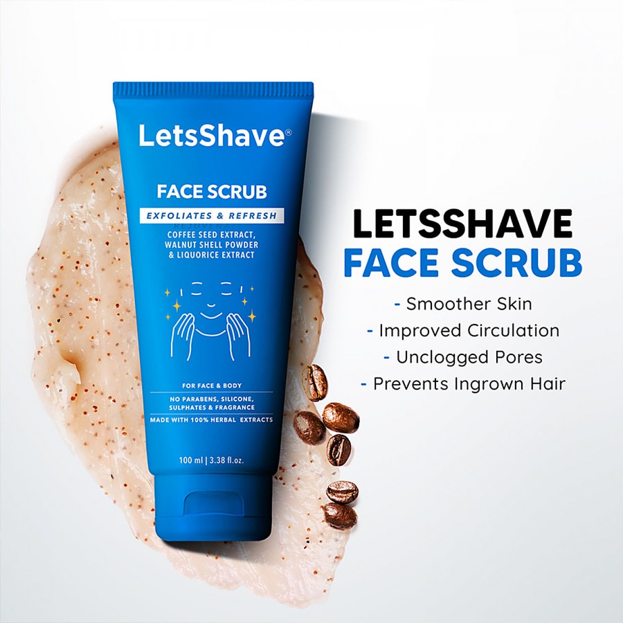 LetsShave Brightening Face Scrub - Exfoliates Skin