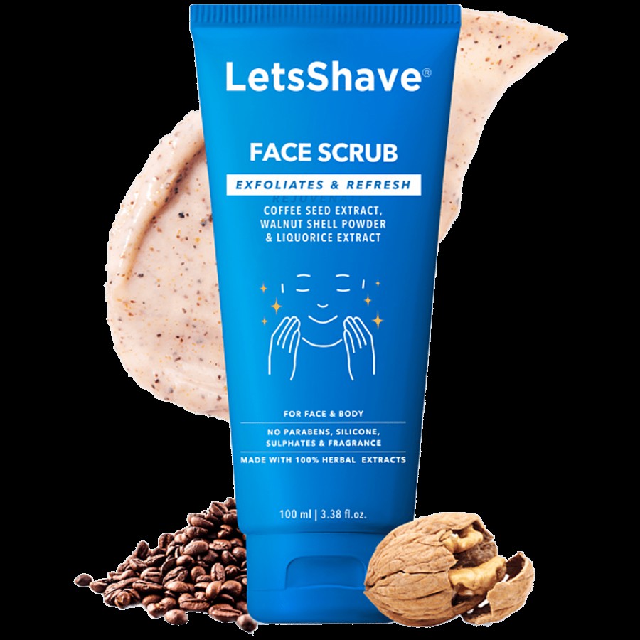 LetsShave Brightening Face Scrub - Exfoliates Skin