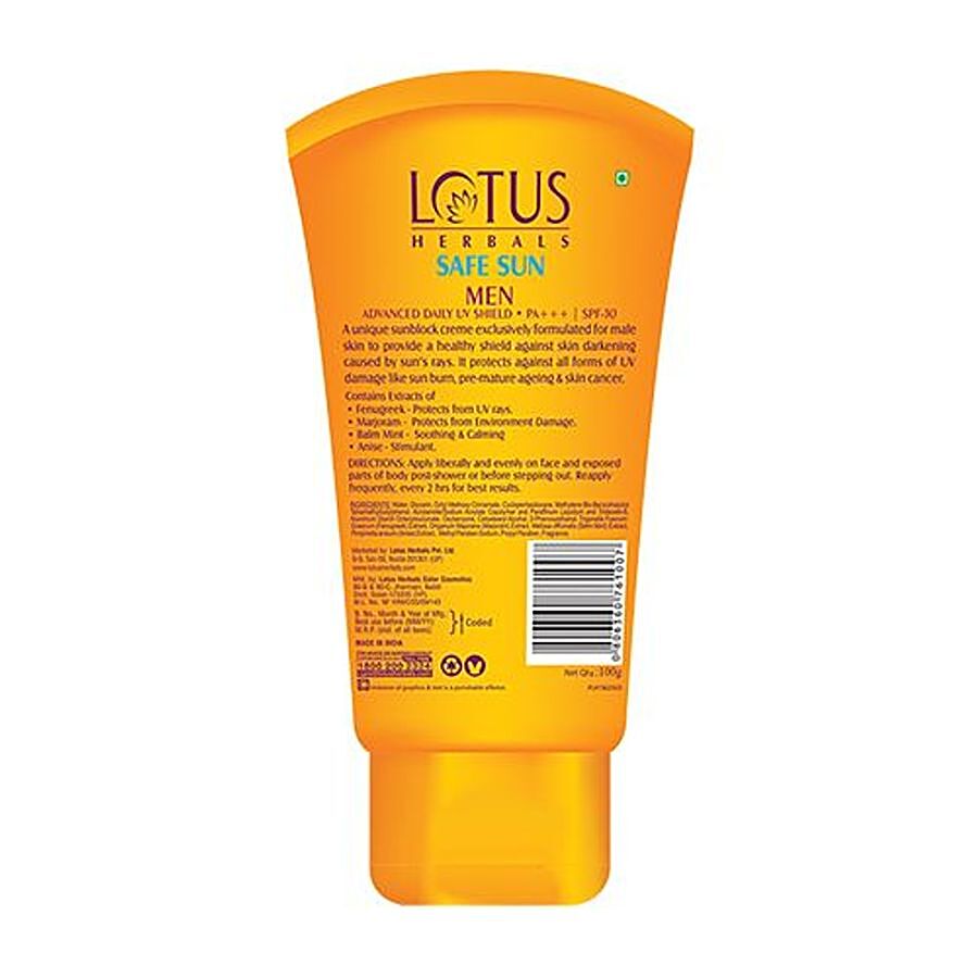 Lotus Herbals Safe Sun Men Advanced Daily UV Shield PA+++ - SPF 30