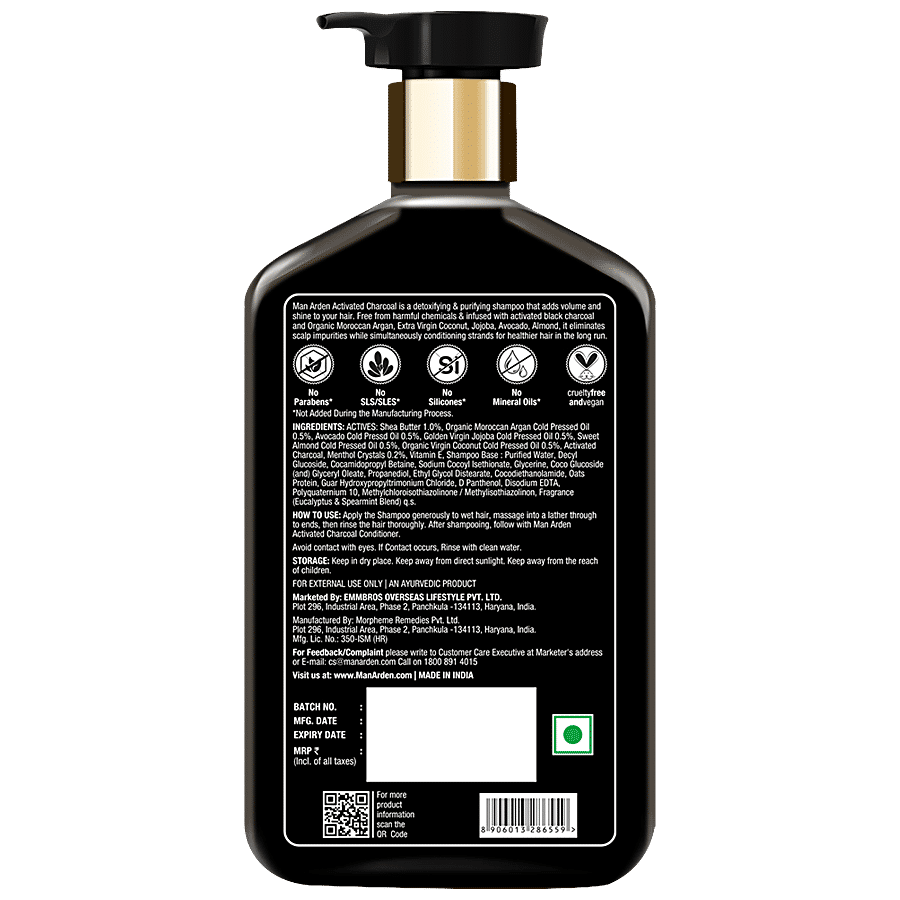 Man Arden Activated Charcoal Shampoo With Menthol