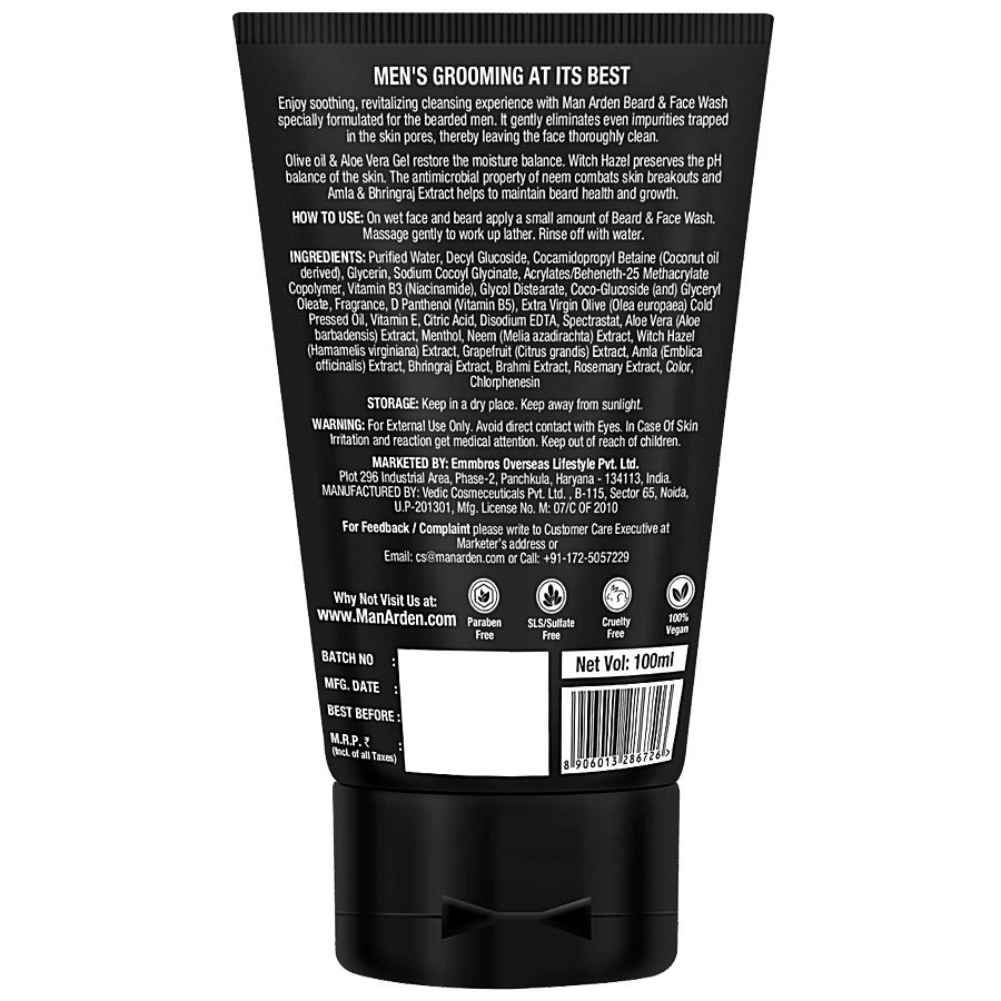 Man Arden Beard & Face Wash - No SLS