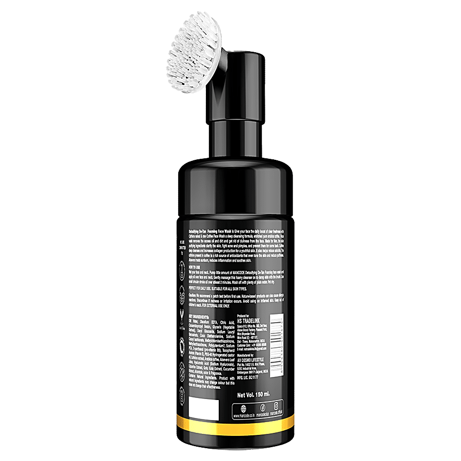 Mancode Detoxifying De-Tan Foaming Face Wash - With Built-In Brush