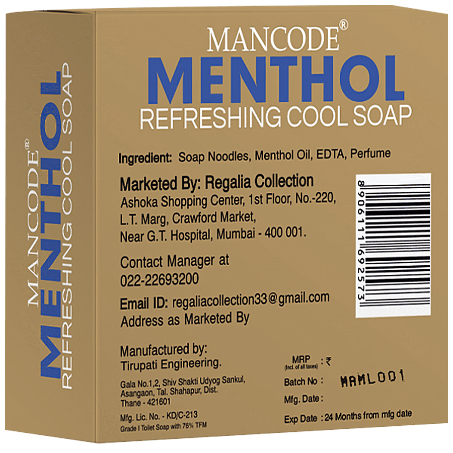 Mancode Refreshing Cool Menthol Soap - With Natural Ingredients