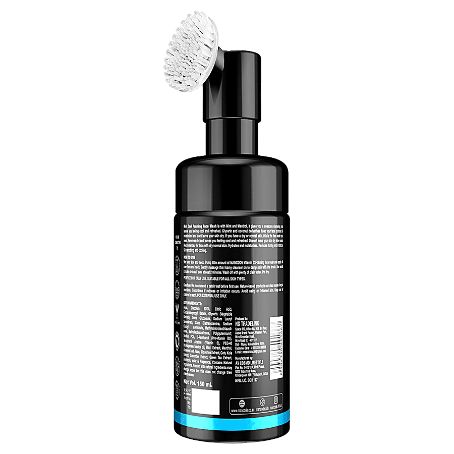 Mancode Refreshing Mint Cool Foaming Face Wash - With Built-In Brush