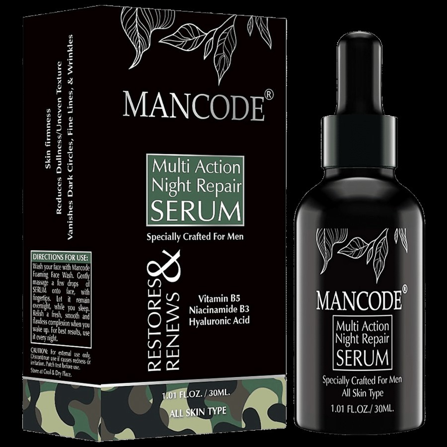 Mancode Multi Action Night Repair Serum - For Men