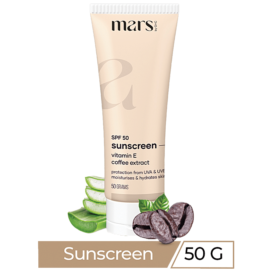 Mars by GHC SPF 50 Sunscreen - With Vitamin E & Coffee Extract