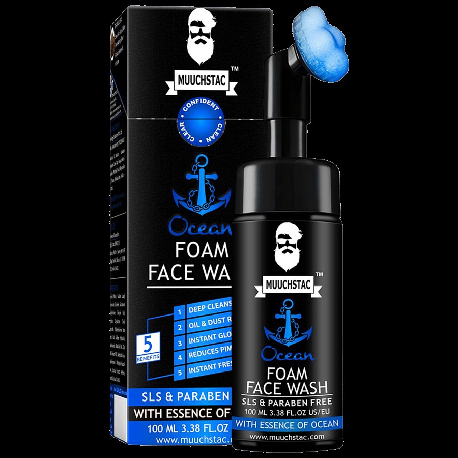 Muuchstac Ocean Foam Face Wash - With Inbuilt Brush