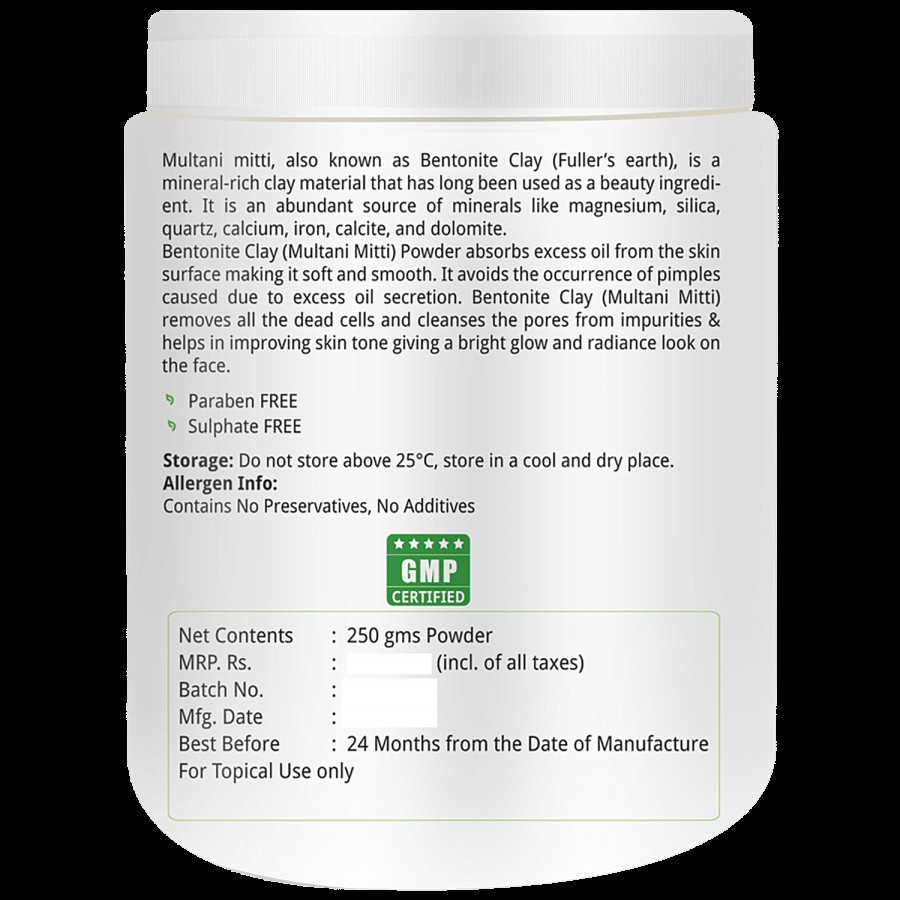 Natures Velvet Bentonite Clay Powder - Removes Toxins From Skin