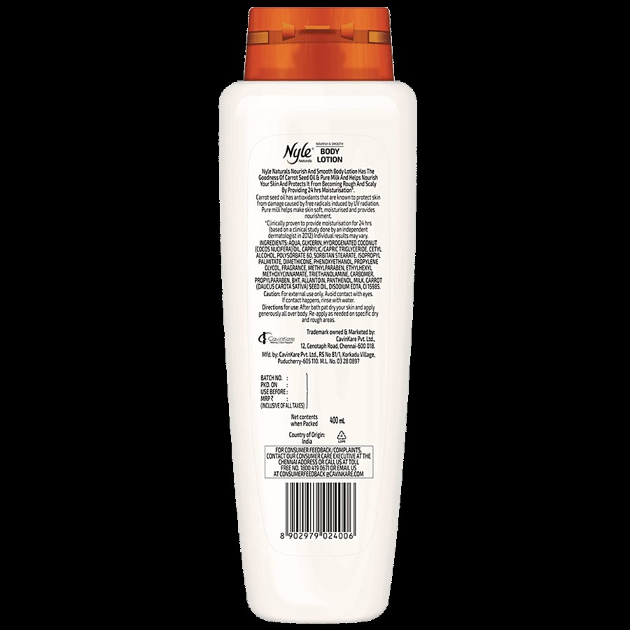 Nyle Naturals Nourish & Smooth Body Lotion - With Carrot Seed Oil & Pure Milk