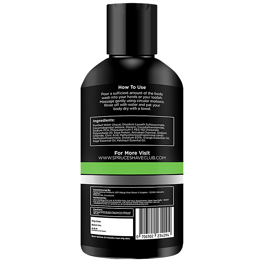 Spruce Shave Club Charcoal Body Wash For Men - Sage & Patchouli