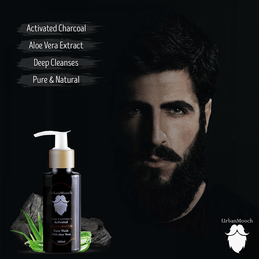 UrbanMooch Activated Charcoal Face Wash - With Aloe Vera