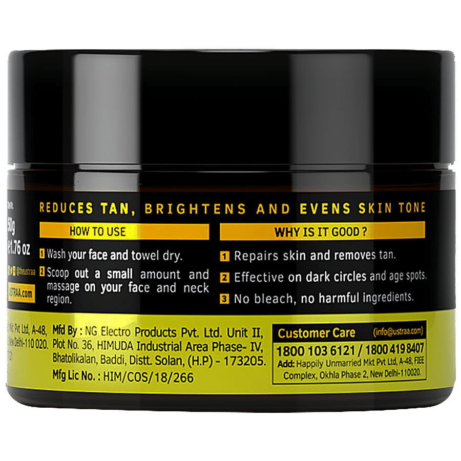 Ustraa De-Tan Cream - Brightens Skin & Reduces Tan