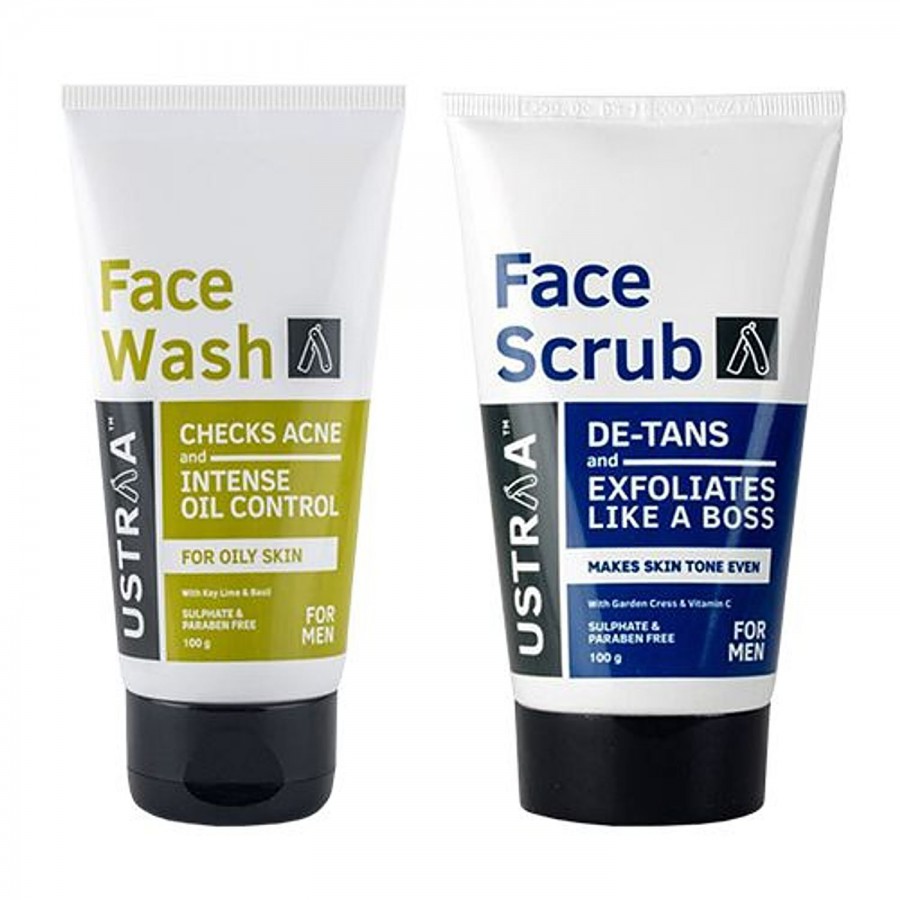 Ustraa Face Wash Oily Skin & Face Scrub De-Tan