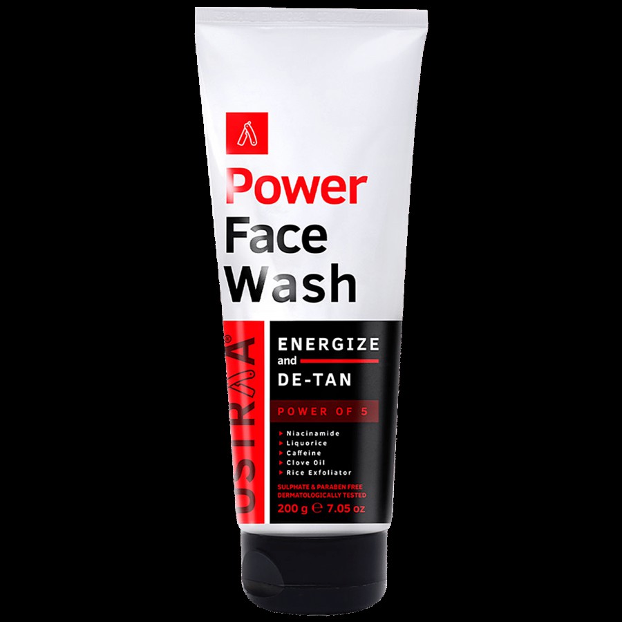 Ustraa Power Face Wash Energise & De-Tan - Dermatologically Tested