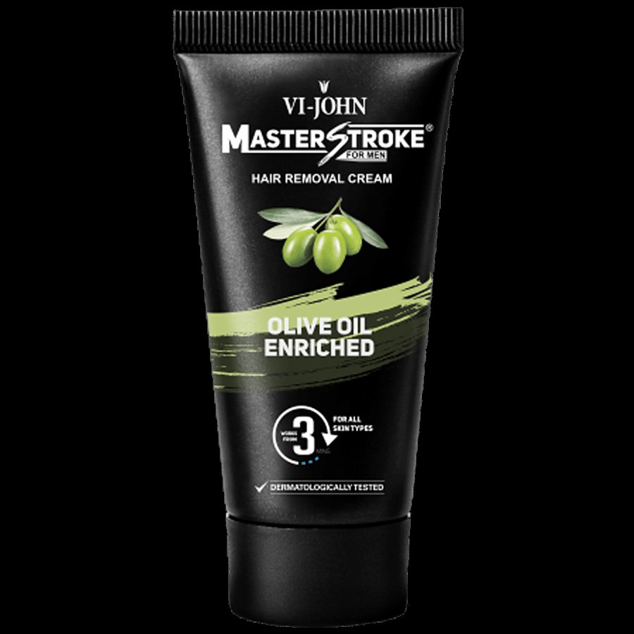 VI-JOHN  Master Stroke Men's Hair Removal Cream Olive