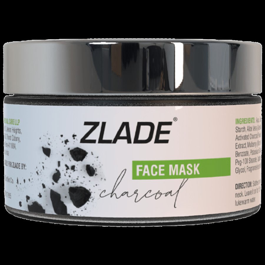 Zlade Charcoal Face Mask - Removes Dirt & Excess Oil From Pores