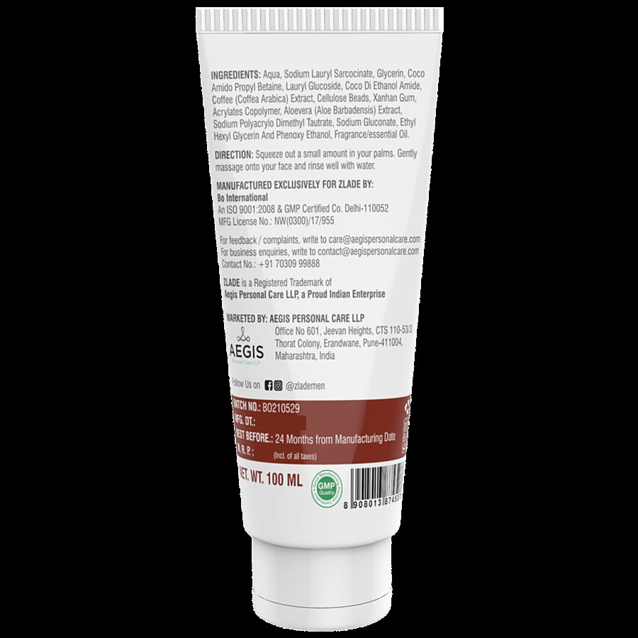 Zlade Coffee Face Wash - Cleans Pores