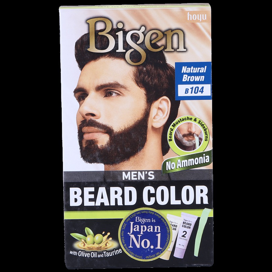 Bigen Mens Beard Colour With Olive Oil & Taurine - Natural Brown B104