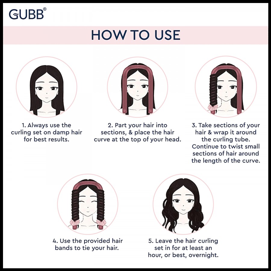 Gubb Heat Free Hair Curler - With Satin Scrunchy & Roller