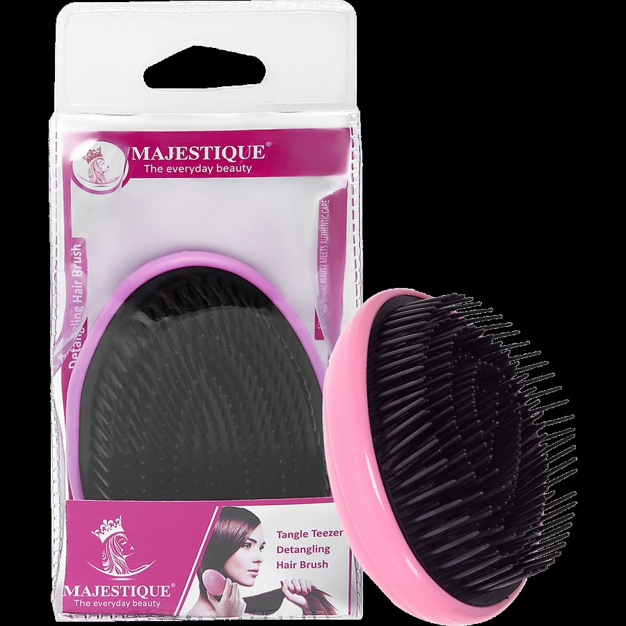 Majestique Egg Shape Detangling Hair Brush - Assorted Colours