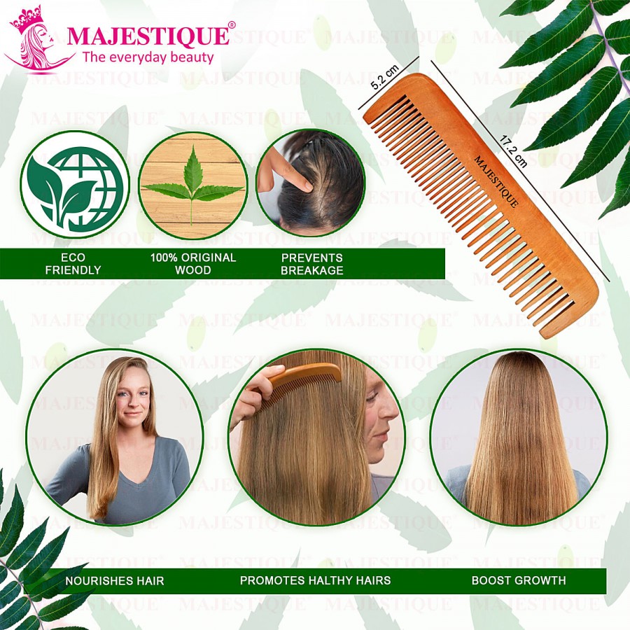 Majestique Wooden Hair & Beard Comb - Hand Polished