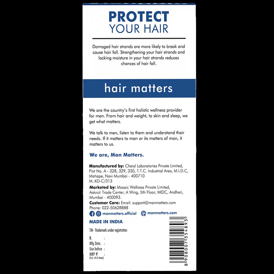 Man Matters Hair Strengthening Serum - Infused With Argan & Jojoba Oil