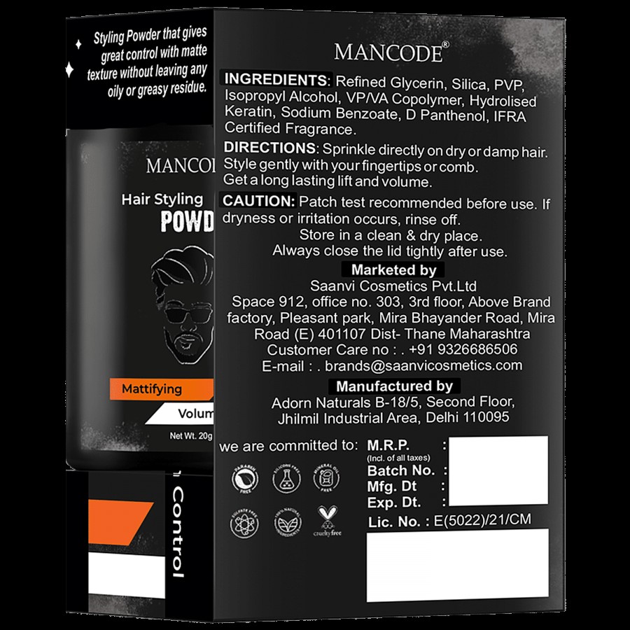 Mancode Hair Styling Powder - Mattifying & Volumizing