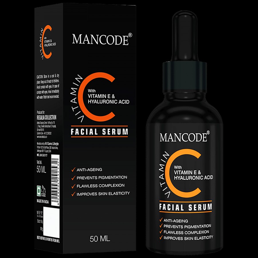 Mancode Vitamin C Facial Serum - With Vitamin E & Hyaluronic Acid