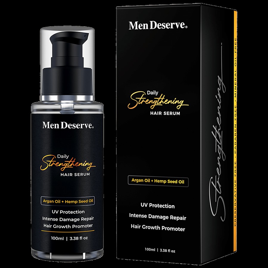 Men Deserve Daily Strengthening Hair Serum - Argan Oil + Hemp Seed Oil