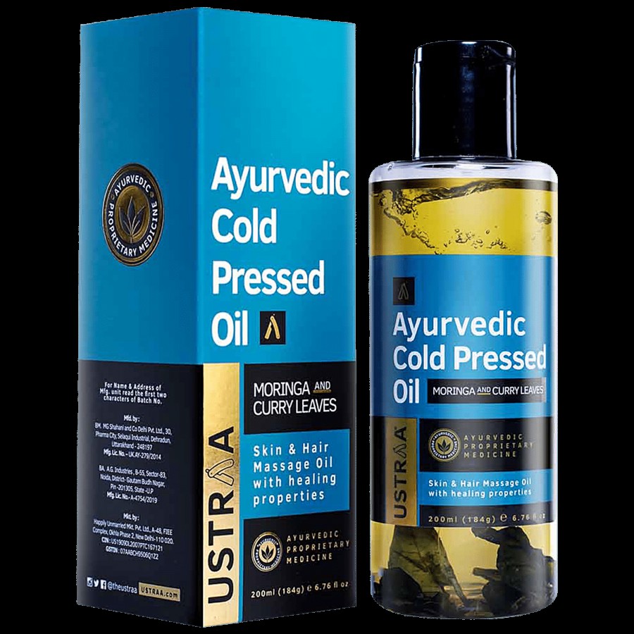 Ustraa Ayurvedic Cold Pressed Oil - With Moringa & Curry Leaves