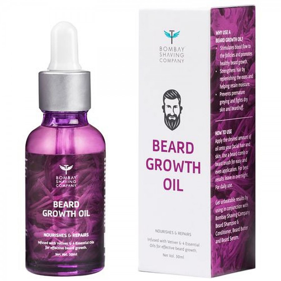 Bombay Shaving Company Beard Growth Oil Powered with Vetiver & 4 Essential Oils