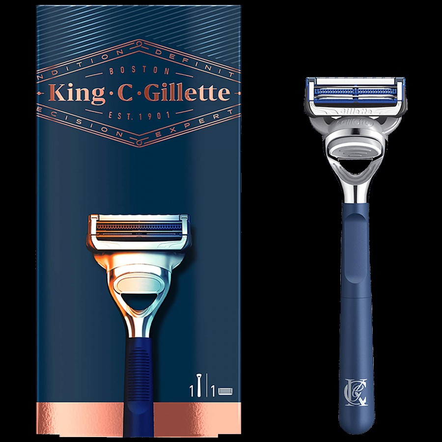 King C. Gillette Men's Neck Razor - With Built In Precision Trimmer For Shaping