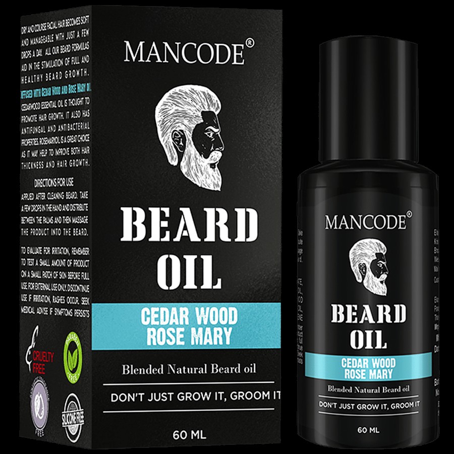 Mancode Cedarwood Rosemary Beard Oil -  With Pure Ingredients