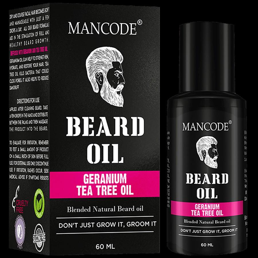 Mancode Geranium & Tea Tree Beard Oil - With Pure Ingredients