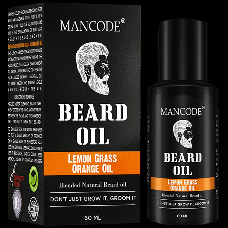 Mancode Lemon Grass & Orange Beard Oil - With Pure Ingredients