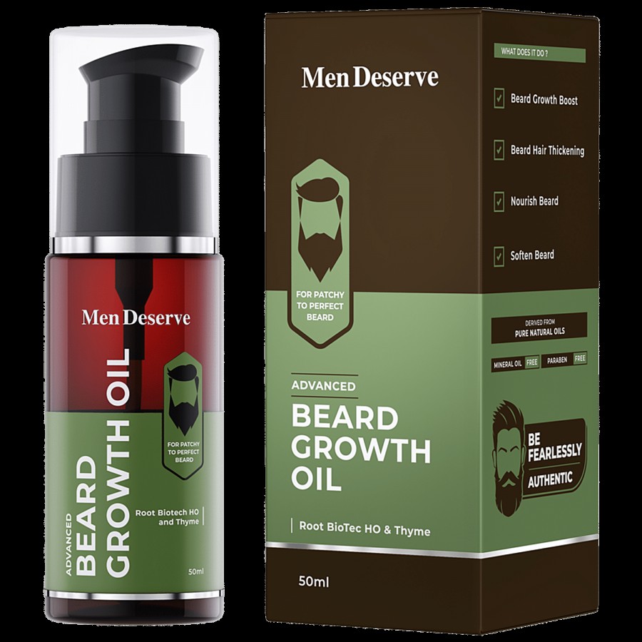 Men Deserve Advanced Beard Growth Oil - For Patchy To Perfect Beard