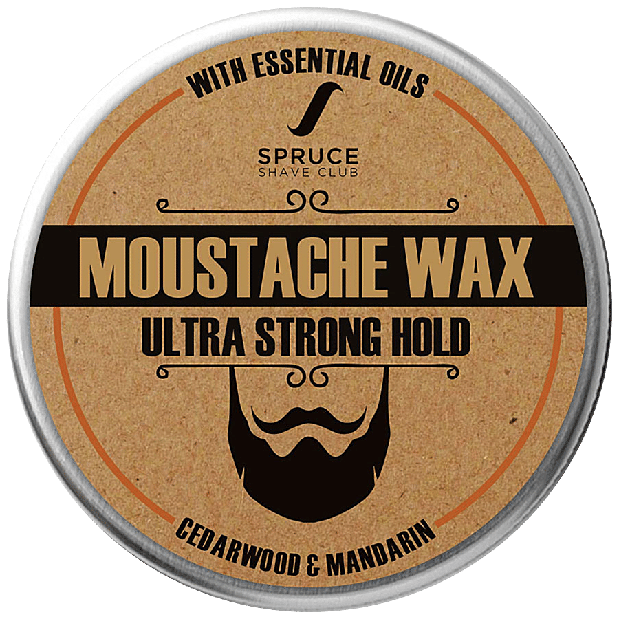 Spruce Shave Club Beard & Moustache Wax For Ultra Strong Hold - Cedarwood & Mandarin