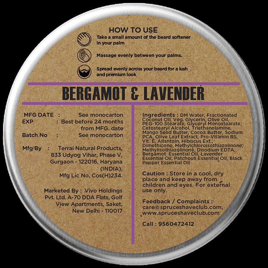 Spruce Shave Club Beard Softener For Conditioning & Nourishment - Bergamot & Lavender