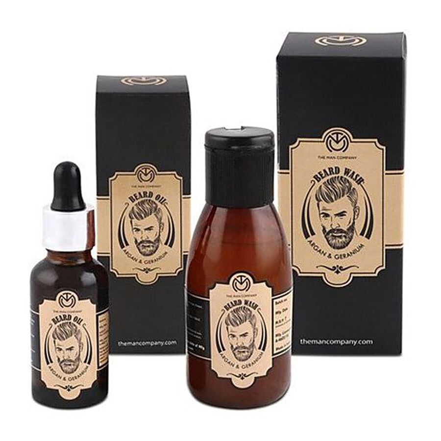 The Man Company Beard Oil & Wash Combo - Argan & Geranium