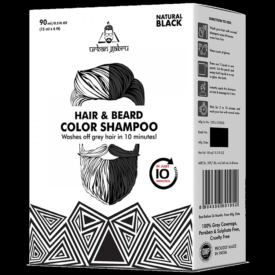 urban gabru Hair & Beard Colour Shampoo - Natural Black