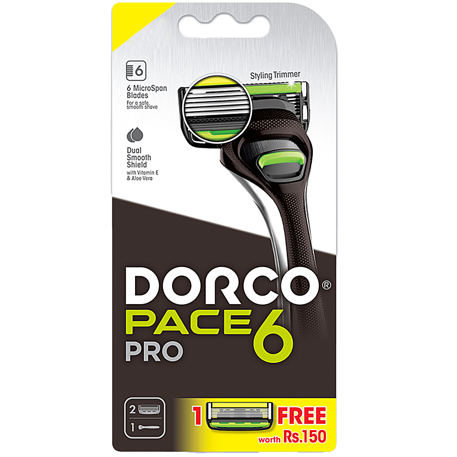 DORCO Pace 6 Pro Razor System - With 2 Cartridges