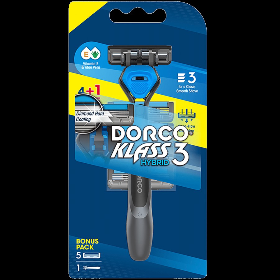 Dorco Klass 3 Hybrid Razor System - With 5 Cartridges