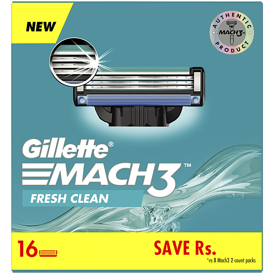 Gillette Mach 3 Razor Blades for Men With Lubrication Strip  Pack of 16 Cartridges