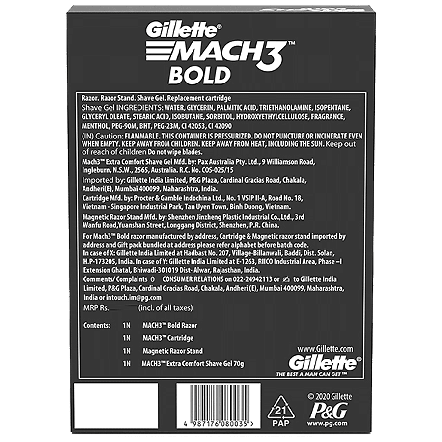 Gillette Mach3 Bold Gift Pack - Heavy Black Razor