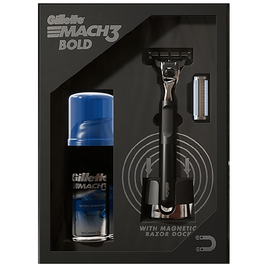 Gillette Mach3 Bold Gift Pack - Heavy Black Razor