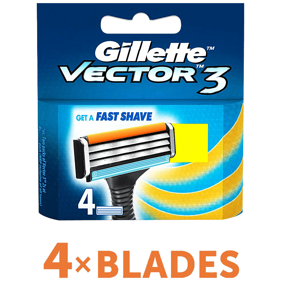 Gillette Vector3 Razor Blades for Men (Pack of 4 Cartridges)