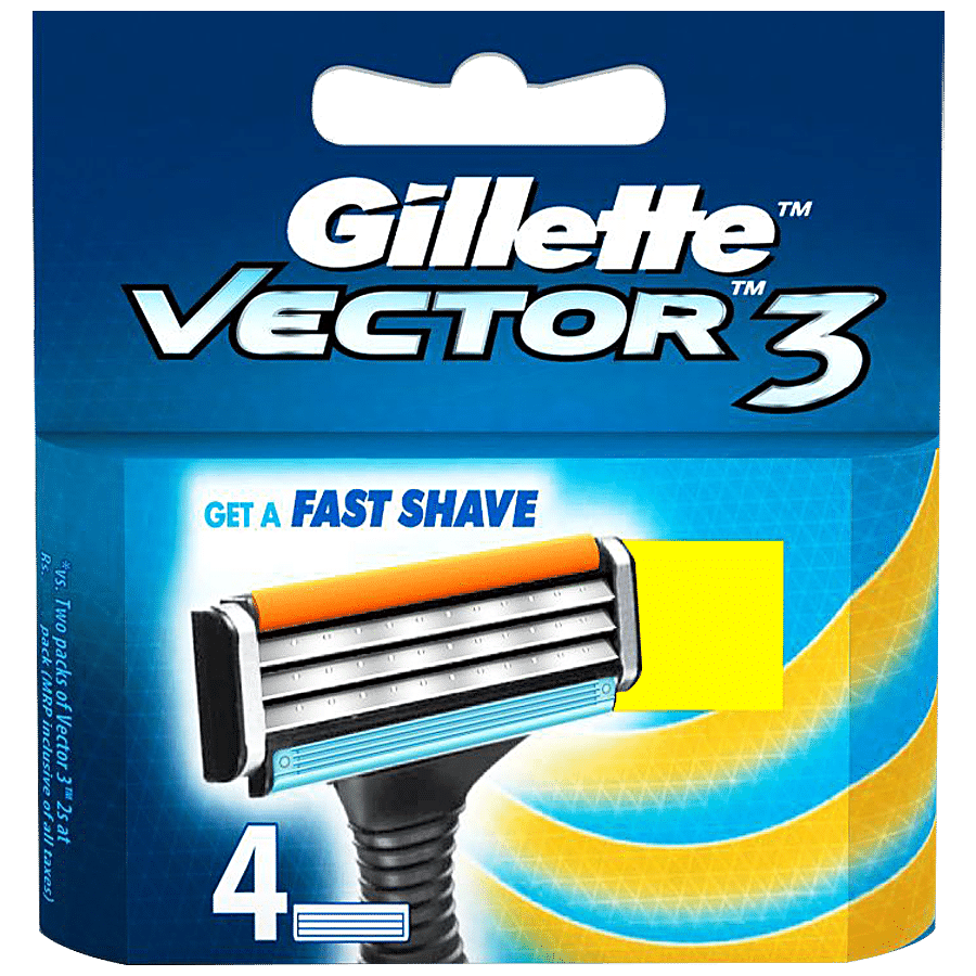 Gillette Vector3 Razor Blades for Men (Pack of 4 Cartridges)