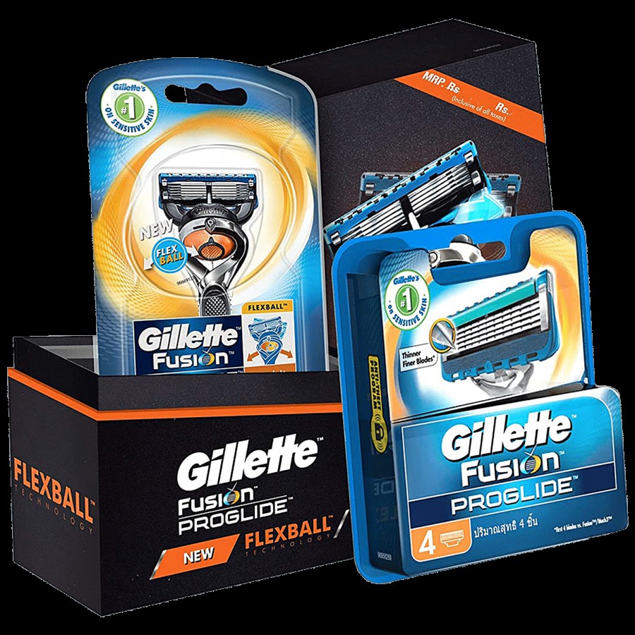 Gillette Flexball Pro Glide Gift Pack for MenShaving kit1 Razor and 4 Cartridges