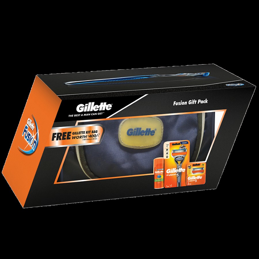 Gillette Fusion Gift Pack - Razor + 2S Cartridge + Hydra Gel